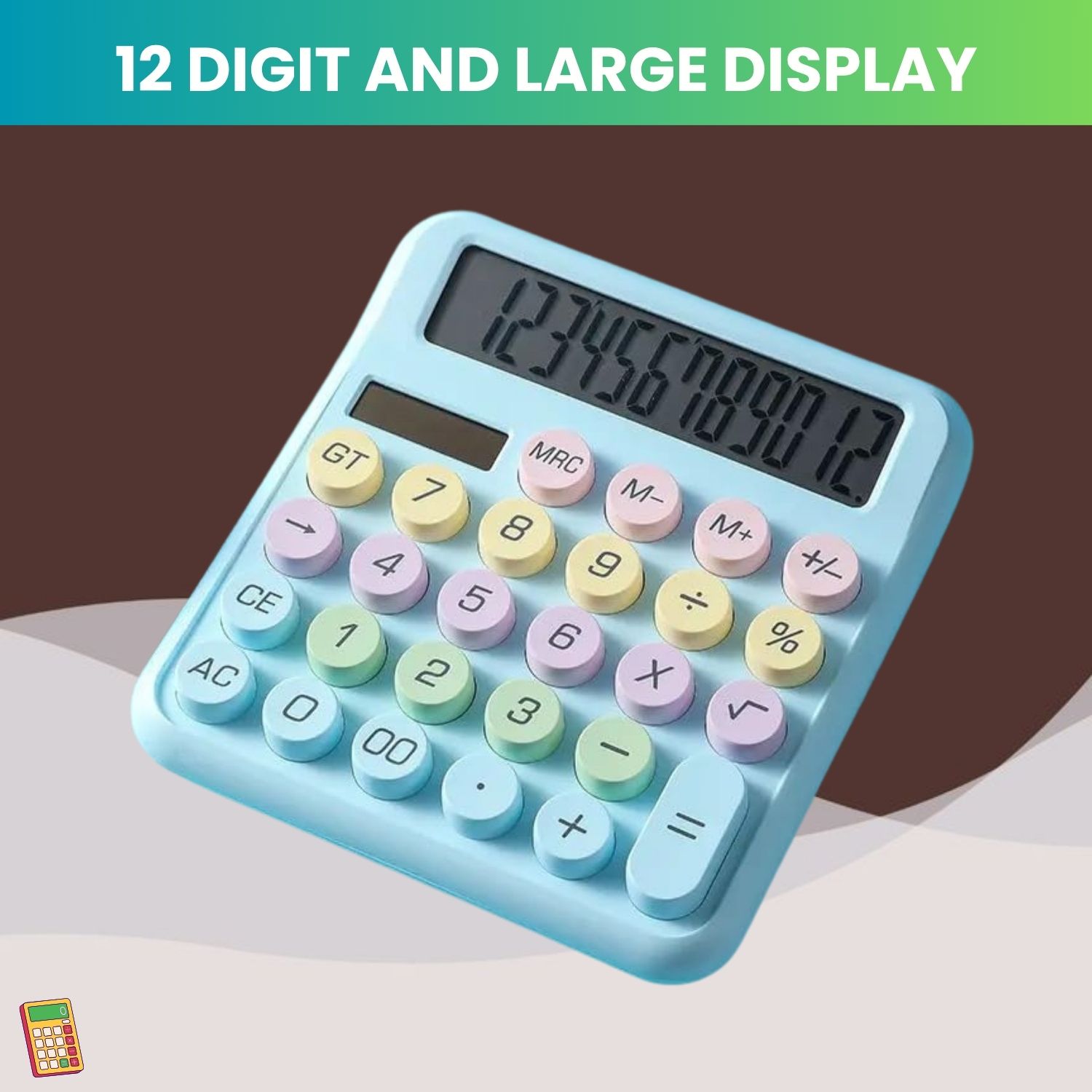 clairbell Desktop Cute Calculator, 12-Digit Large Display With Aesthetic Candy ColorI255 Desktop Cute Calculator, 12-Digit Large Display With Aesthetic Candy ColorE255 Basic Calculator-picture-13