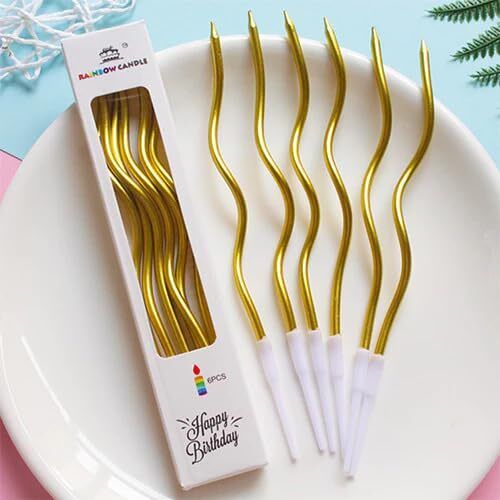 Metallic Red Spiral Birthday Cake Candles Pack of 6 for Party Decoration Candle-image-25