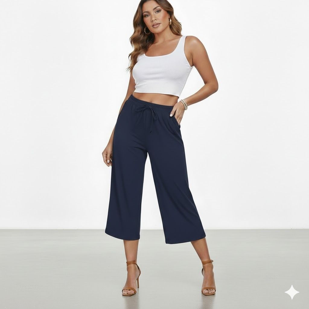 Women Dark Blue Capri-image-30