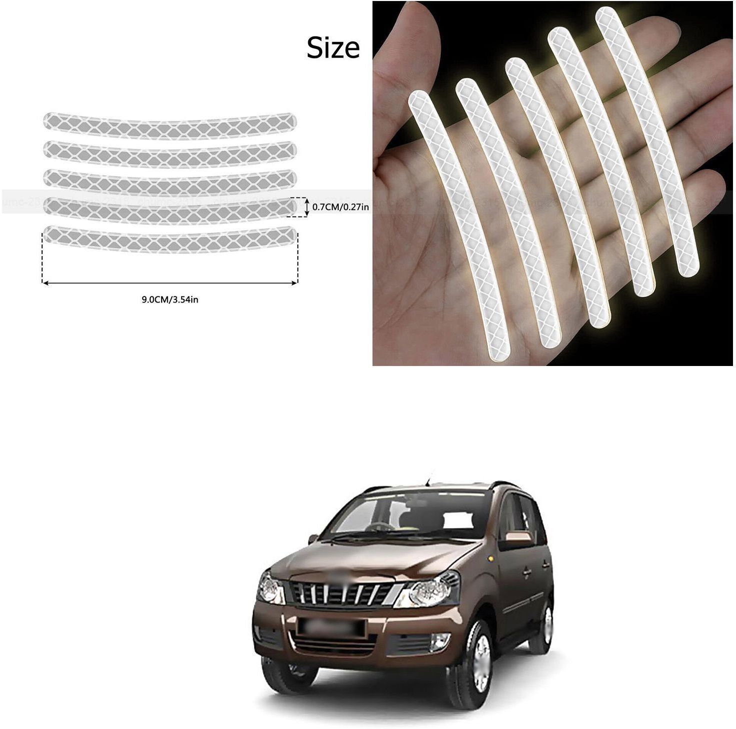 adhvik Universal for vehicle Reflective Wheel Rim Stripe Decal Sticker 377 6 mm x 6 m Silver Reflective Tape-picture-4