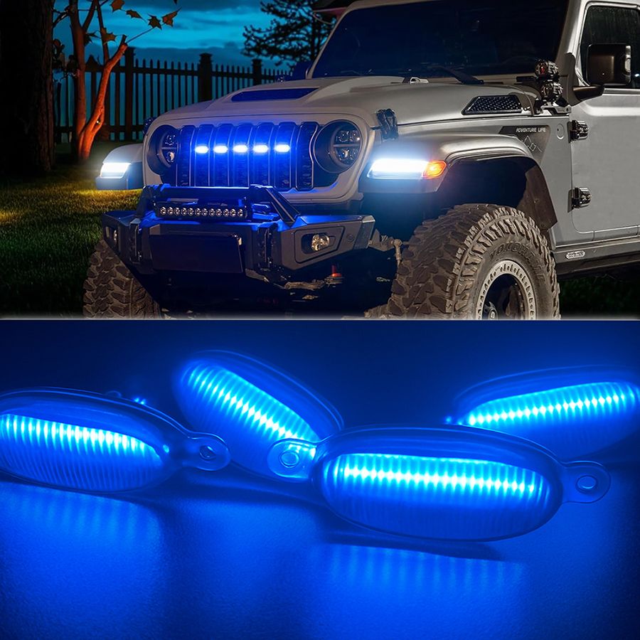 sarra Blue Car Grill light universal for car LED Grille Lights Yellow Car Fancy Lights-picture-15