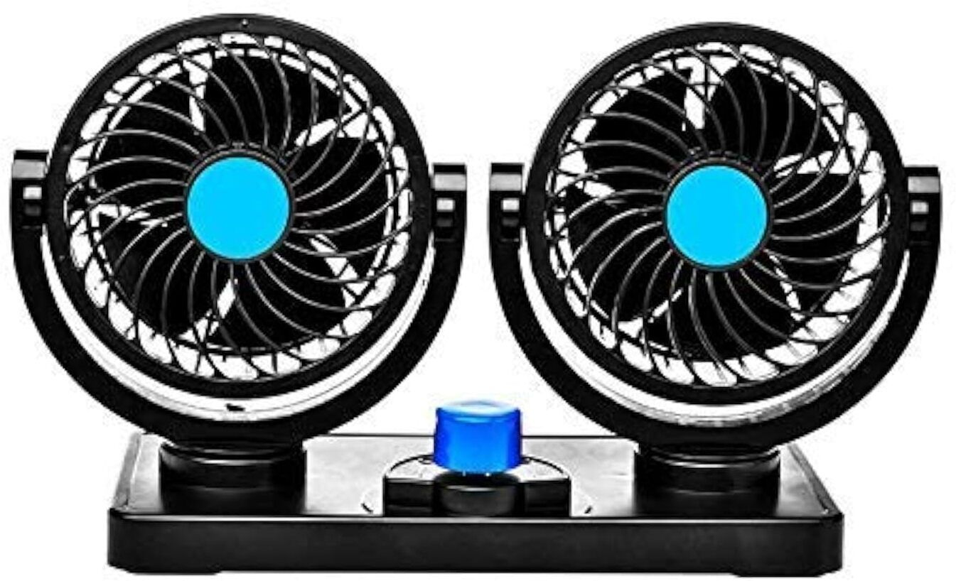 12V Car Dashboard Double Head Fan 360° Rotatable 2 Speed Cooling Fan Car Interior Fan-image-17