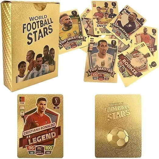 World Cup Football Soccer Star 55 Gold Cards, Soccer Trading Card No Repetition