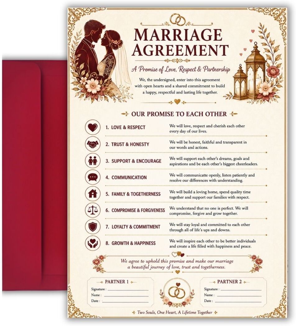 8.3x11.7inch Marriage Agreement Contract Self Fill-In Greeting Card-image-46