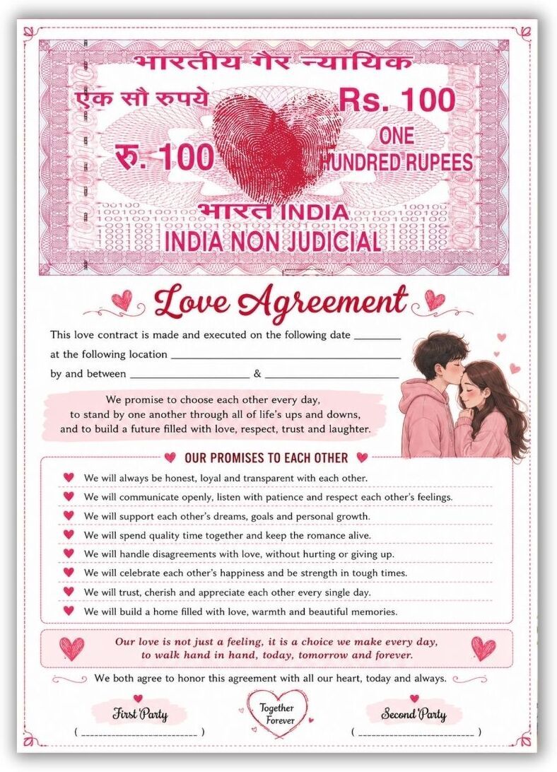 Love Agreement 8.3x11.7inch Contract Self Fill-In Greeting Card-image-31