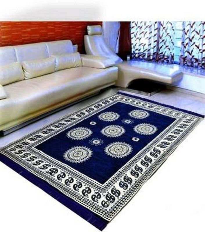 Blue Polyester, Chenille Carpet-image-25