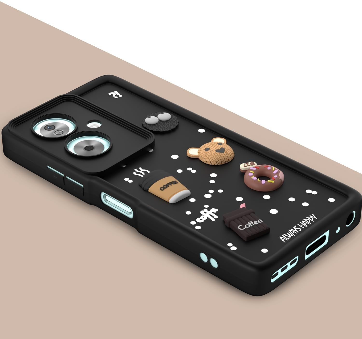 Back Cover for OPPO CPH2553 / Oppo_A79 5G | Smile Taddy |3D Ball Bear |Milk Donut |Coffee Cup-image-17