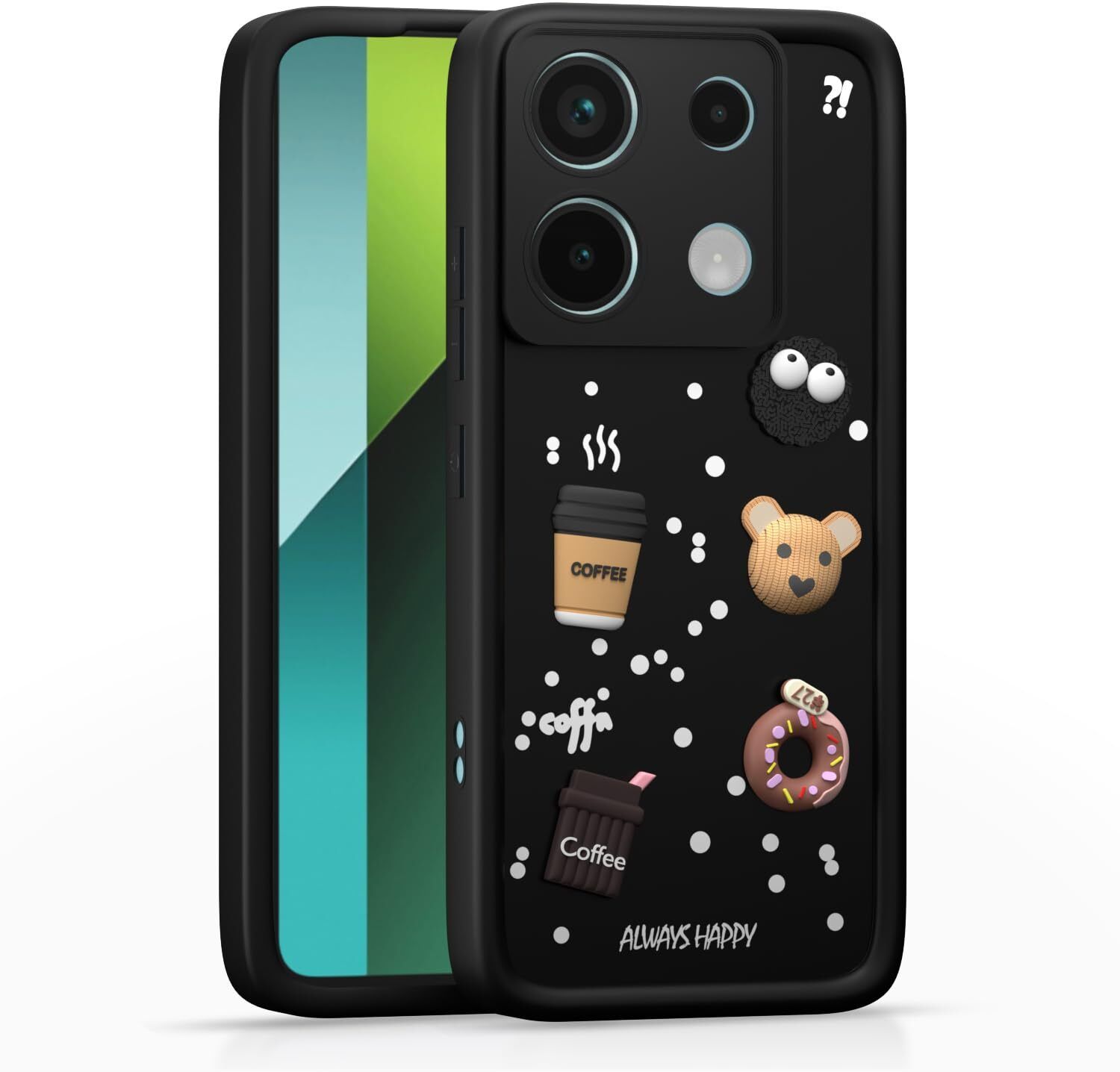 Back Cover for Poco X6 5G | Smile Taddy |3D Ball Bear |Milk Donut |Coffee Cup-image-27