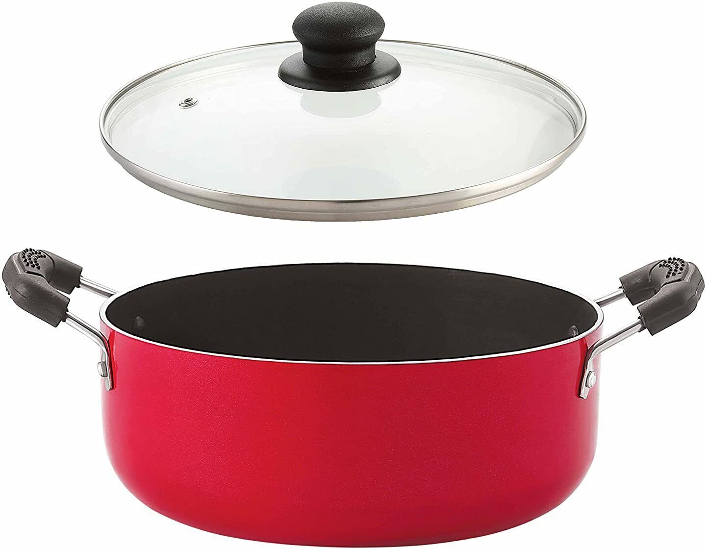 nirlon Nonstick Coated Large Biryani Pot 24 cm, with Bakelite Handle and Glass Lid Cook and Serve Casserole-picture-15