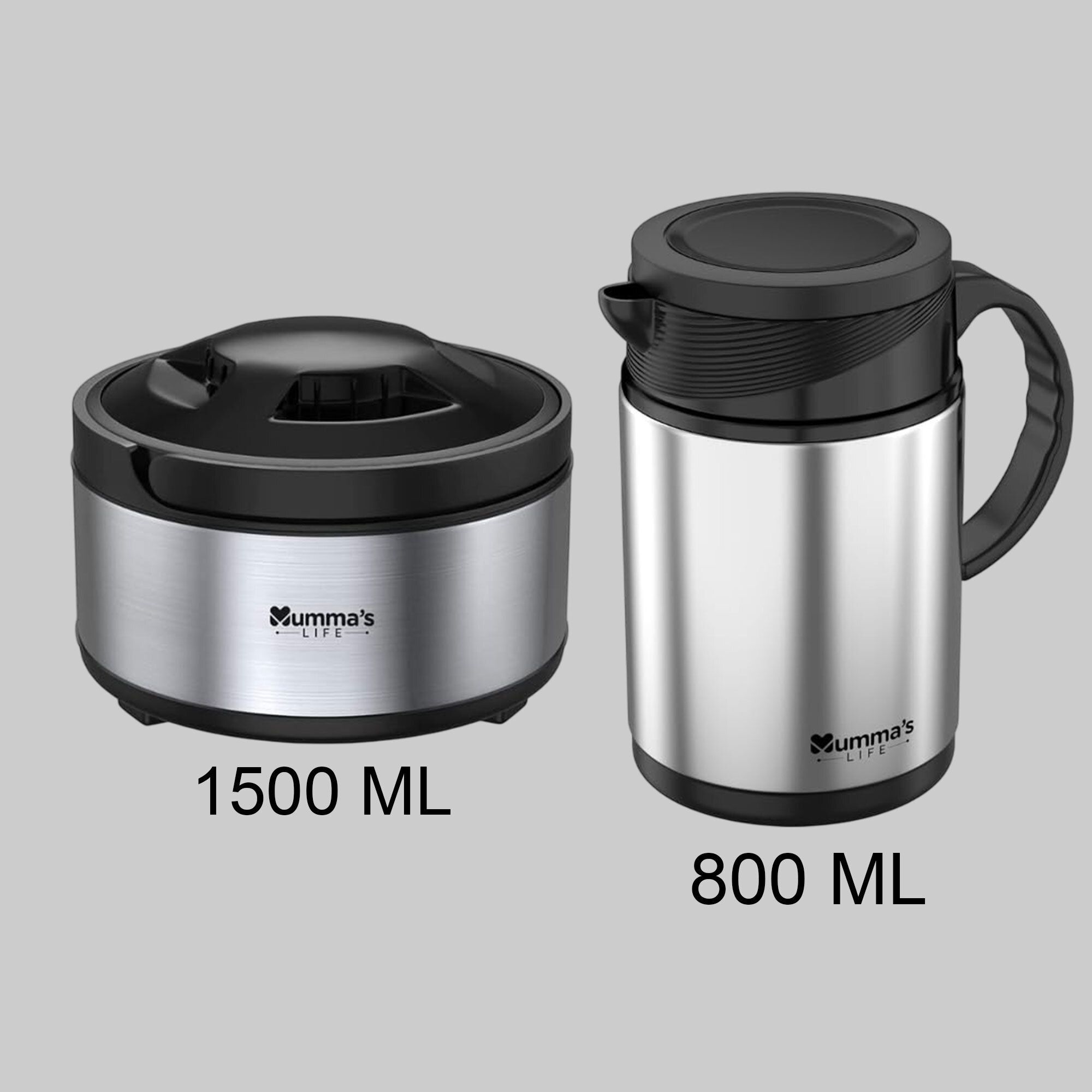 Stainless Steel Gift Set Pack of 2 DOLKI‐Kettle 800ML + Leo Casserole 1500ML Pack of 2 Thermoware Casserole-image-24