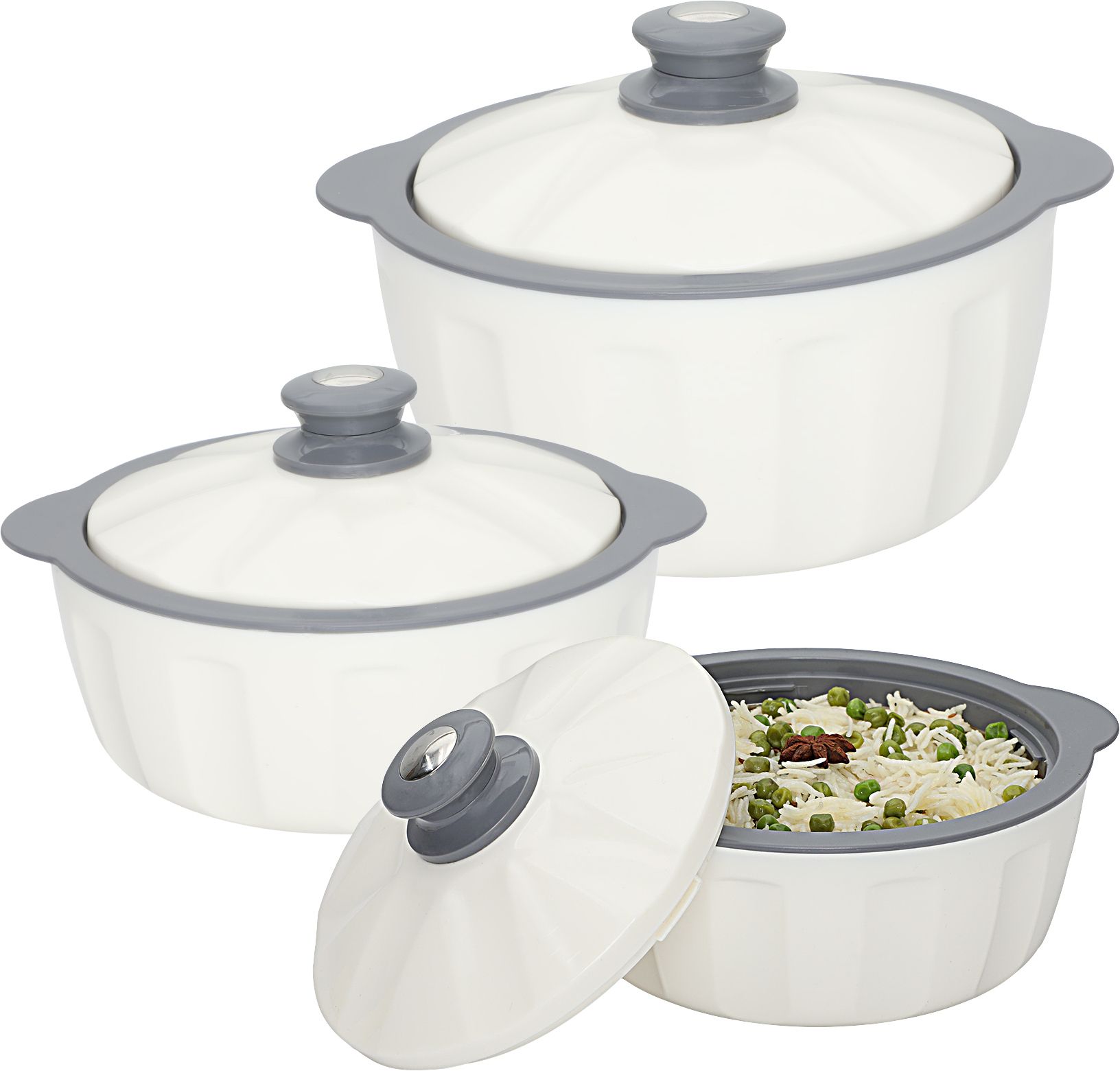 Hotfeast Inner Steel Serving Dinner Set Chapati Box for Gifting Dining Tableware Pack of 3 Serve Casserole Set-image-20