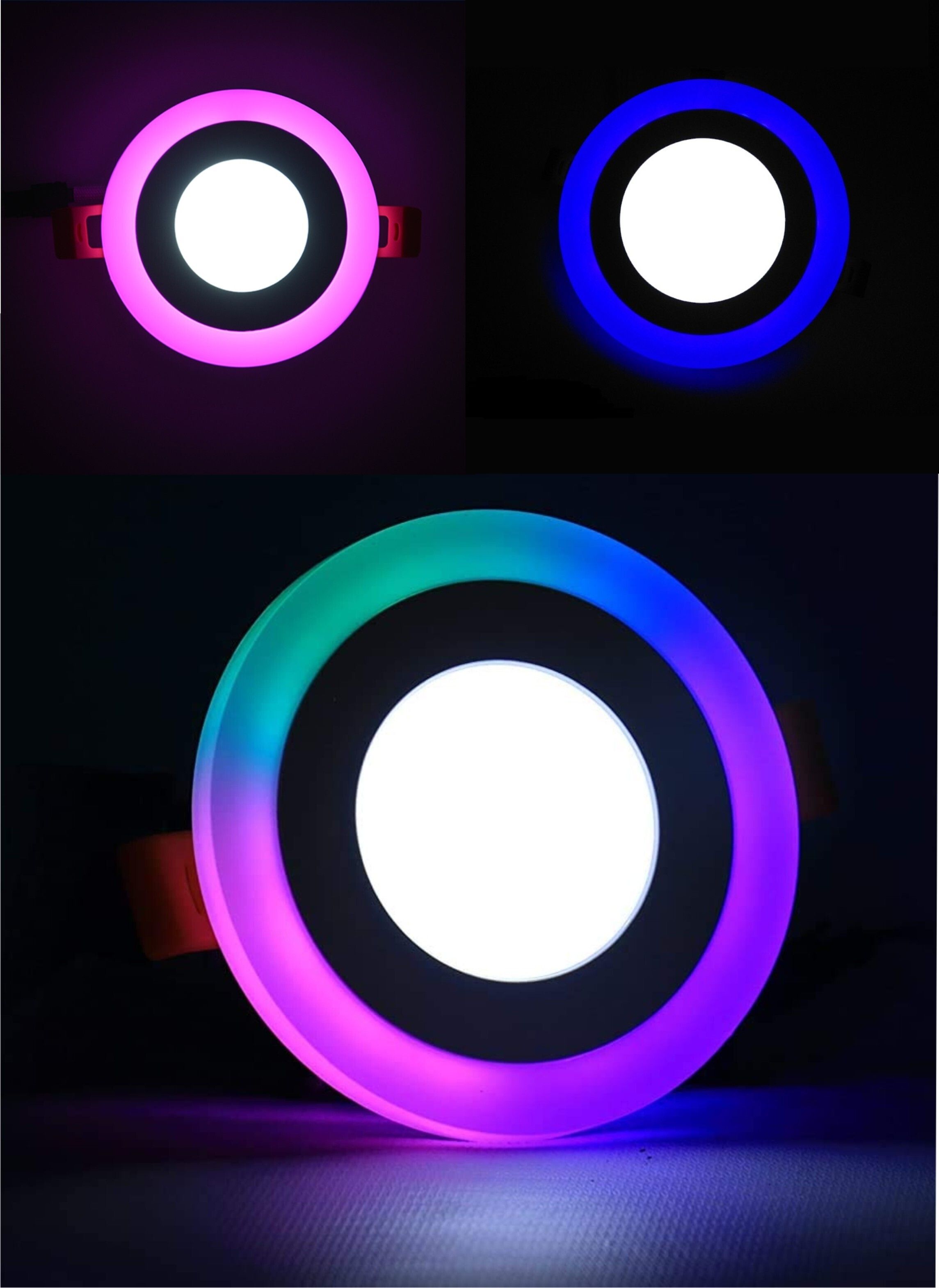 LED Ceiling Panel Light 6 Watt (3+3) Dual 3D Light 1-PINK/BLUE/RGB With WHITE, 3 Ceiling Light Ceiling Lamp-image-9
