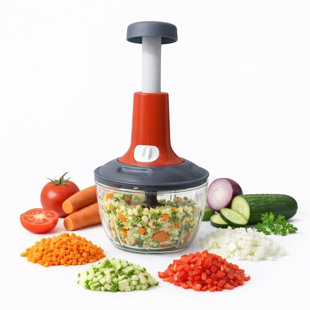 Real Push Chopper 650ML with Stainless Steel Blades for Fruits & Vegetables Electric Vegetable & Fruit Chopper