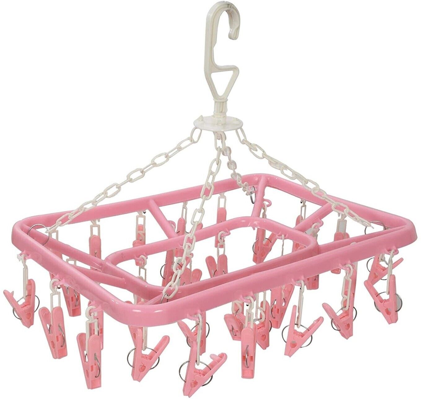 Plastic Ceiling Cloth Dryer Stand Plastic Clothes Drying Hanger with 32 Clips Plastic Cloth Clips