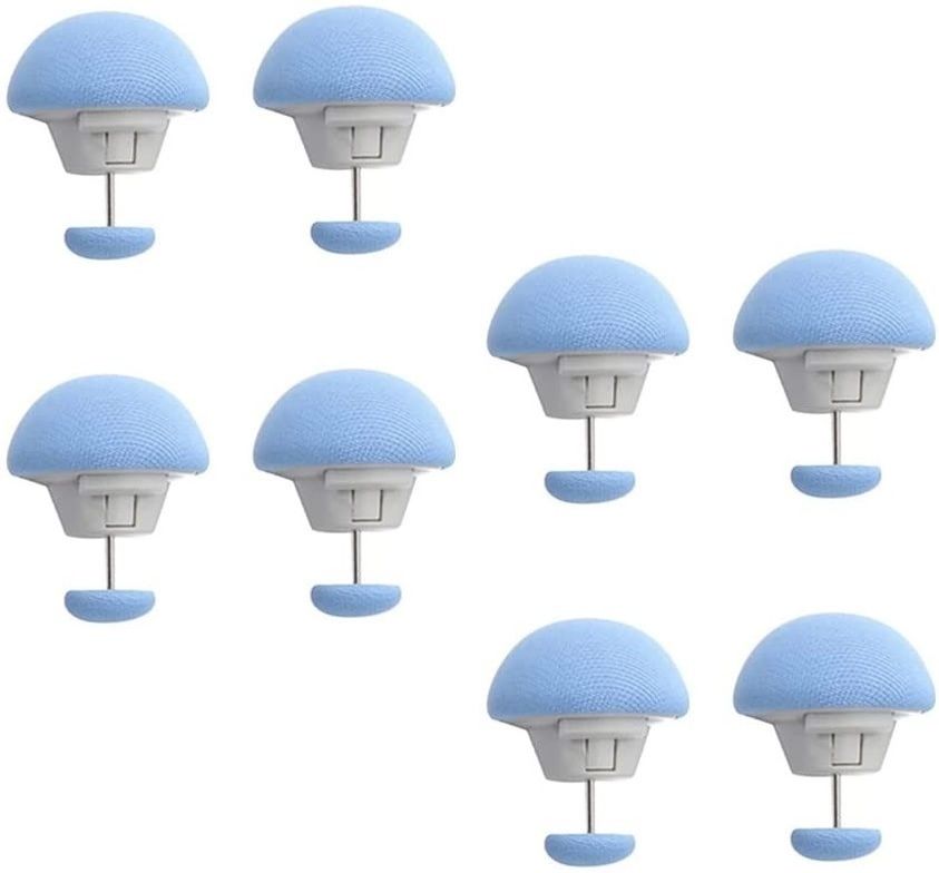8pcs Blue Mushroom Shape Duvet bedsheet clip Blanket Curtain Sock Mattress Cover Cotton, Stainless Steel Cloth Clips-image-7