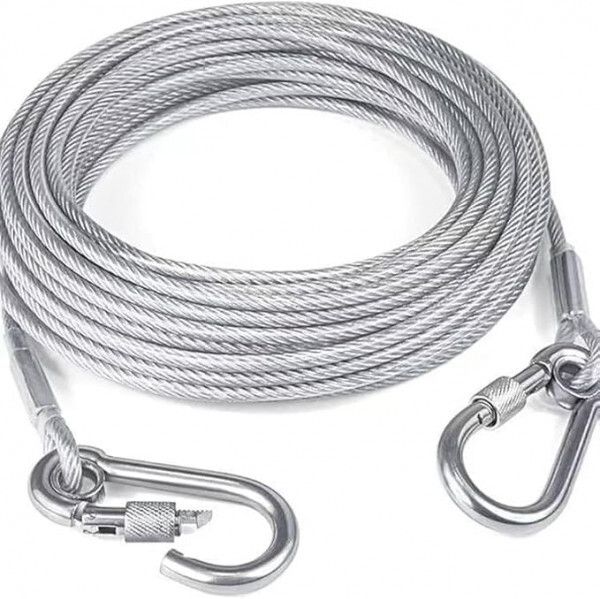 mk online mart Heavy Duty Stainless Steel Wire Rope Cable with Carabiner Hooks (10 MTR) Silver-picture-48