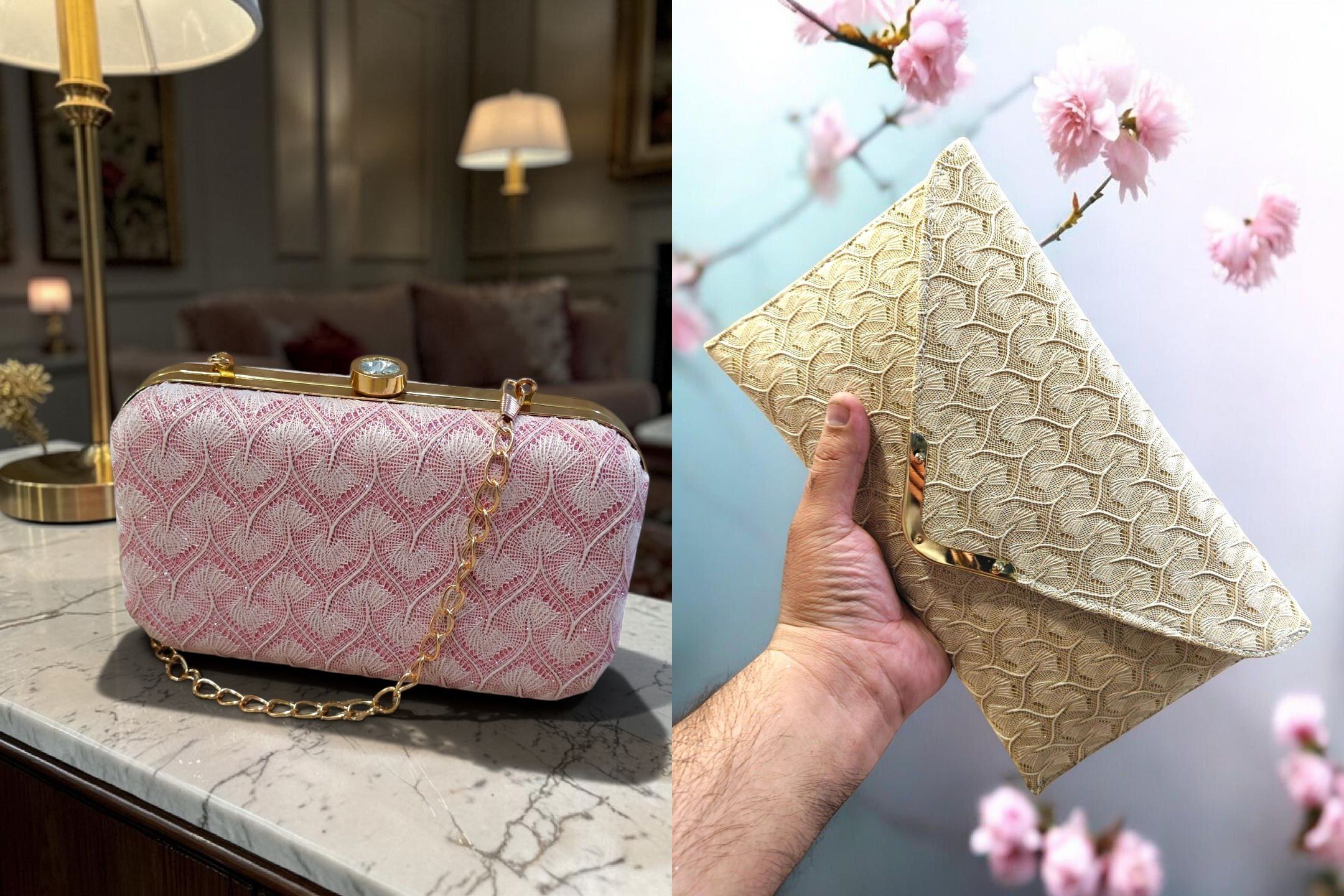 Party Pink, Beige Clutch-image-48