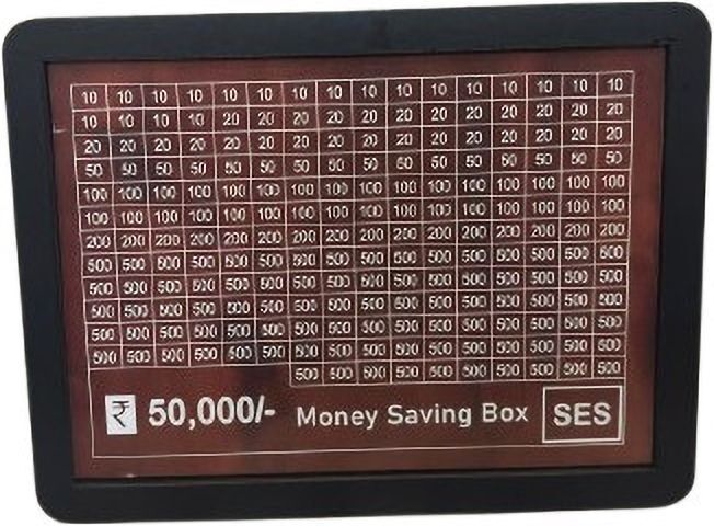 50K Piggy Bank, Money Bank Savings Plan Wooden Money Box with Counter Rs 50000 Coin Bank-image-17