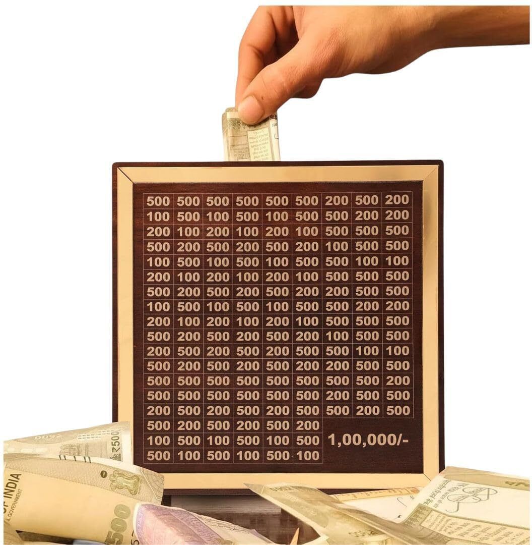 sancorp Premiume Wooden Money/Piggy Bank for Savings Challenge Box 1,00,000 Coin Bank-picture-44