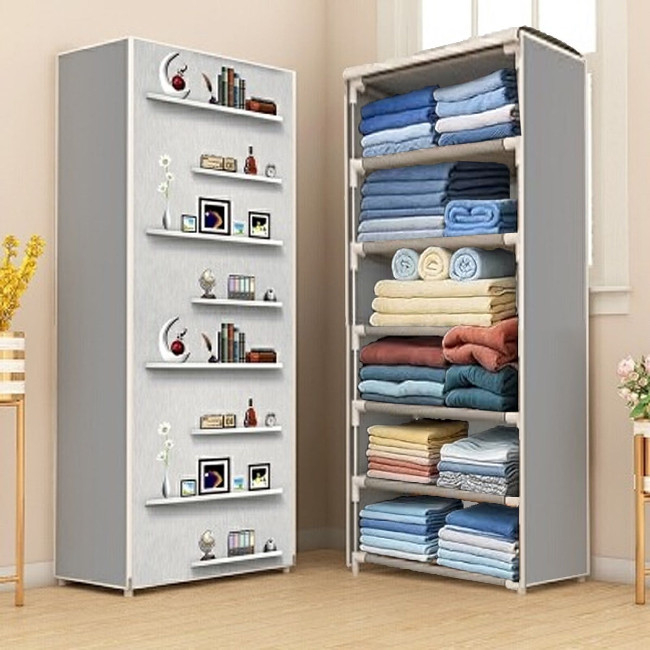 CMerchants Books Print Grey PP Collapsible Wardrobe