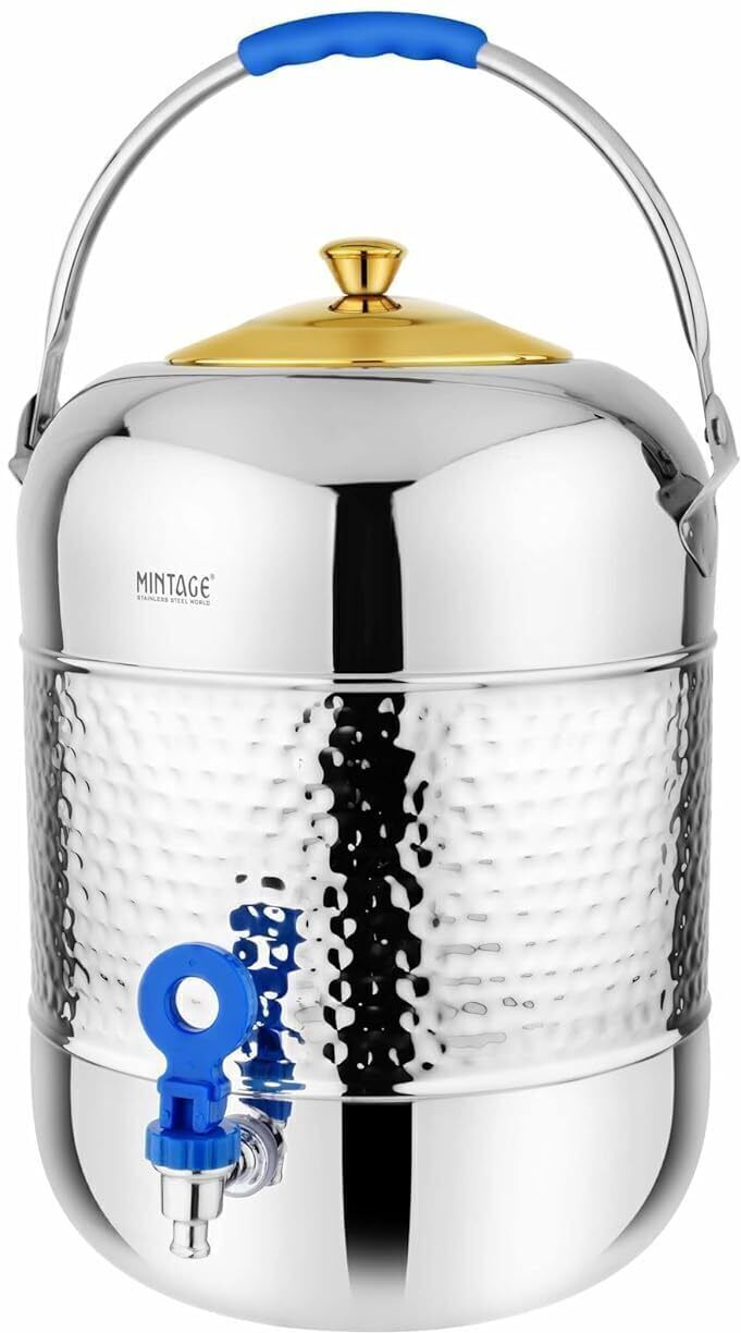 Hammered Water Pot (8 Liters) with Tap | Water Storage Container Bottled Water Dispenser