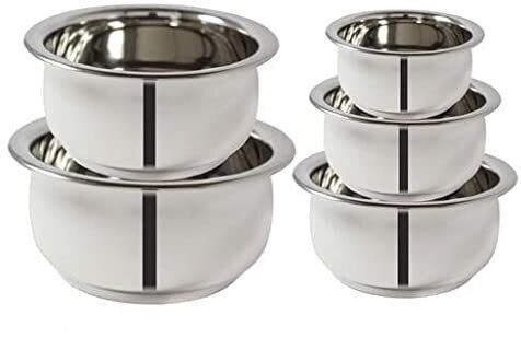 Stainless Steel Handi Set Dinner Bowl Cookware Set 5 Piece Biryani Handi A0 4.7 inch, 5.5 inch, 6.2 inch, 6.6 inch, 7.4 inch Lid Set, Pack of 5-image-15