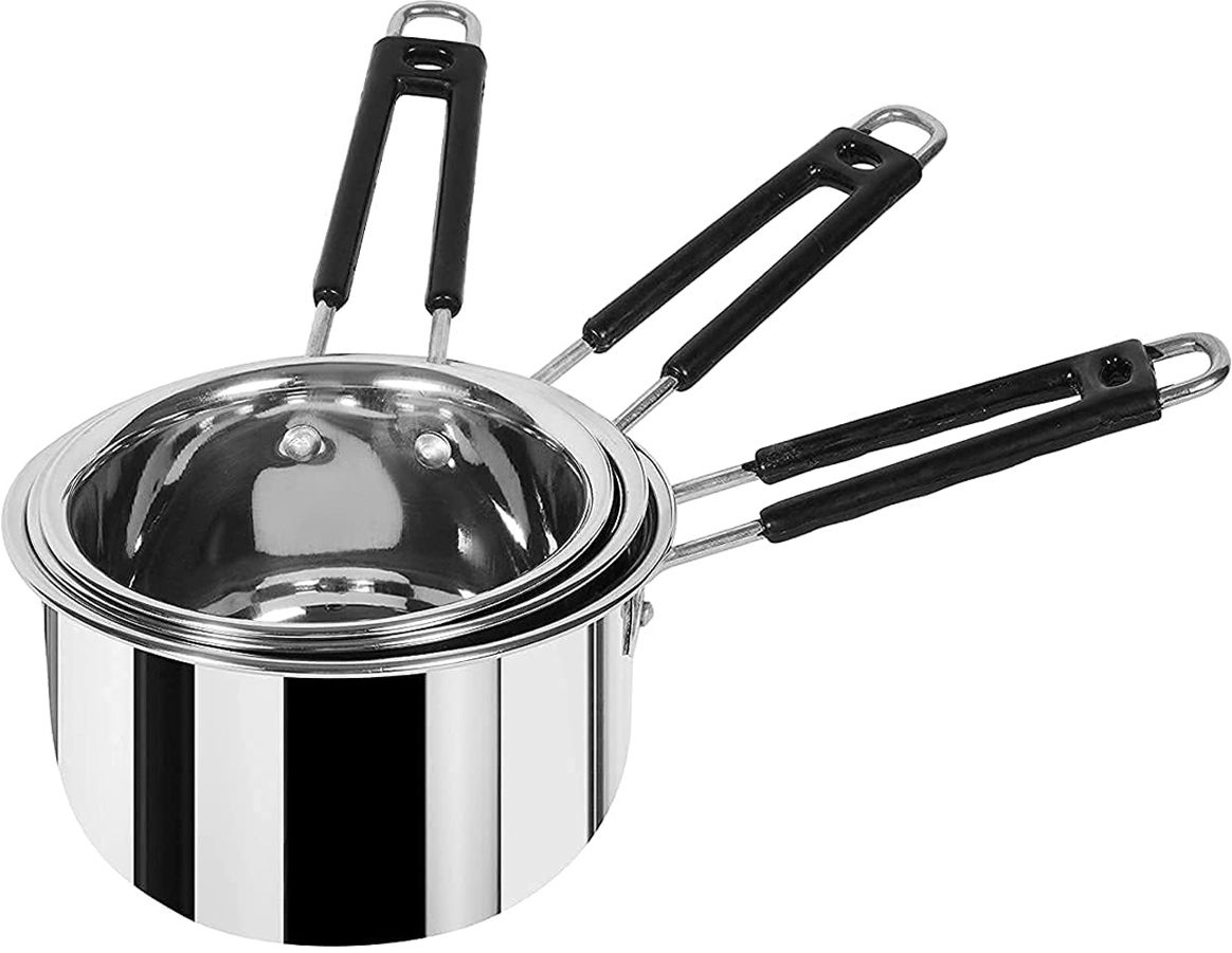 Stainless Steel Sauce Pan Milk Boiler Cookware with Handle 2, 1.5 &1 liter K0 4.3 inch, 5.9 inch, 6.6 inch Lid Set, Pack of 3-image-34