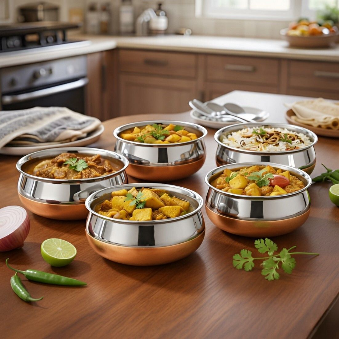 Pack of 5 Stainless Steel Dinner Set