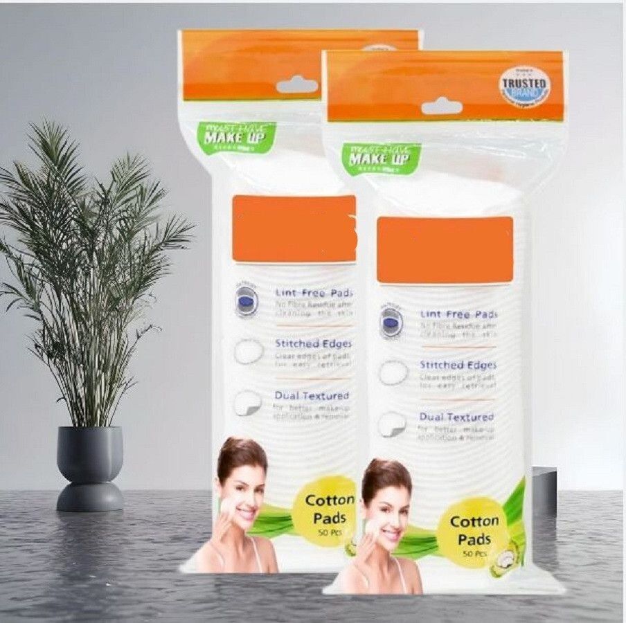 50pc Facial Cotton pads 100% Pure Cotton.Apply & Removing Makeup (Pack of 2)s1-image-37