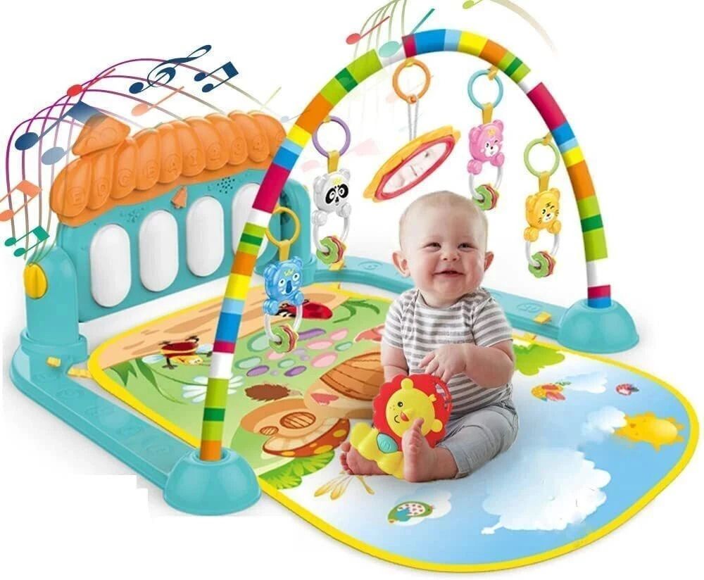 5 in 1 Baby Gym Mat Piano Gym Mat Rack Infant Music Fitness Rack Rattle Toy-image-12