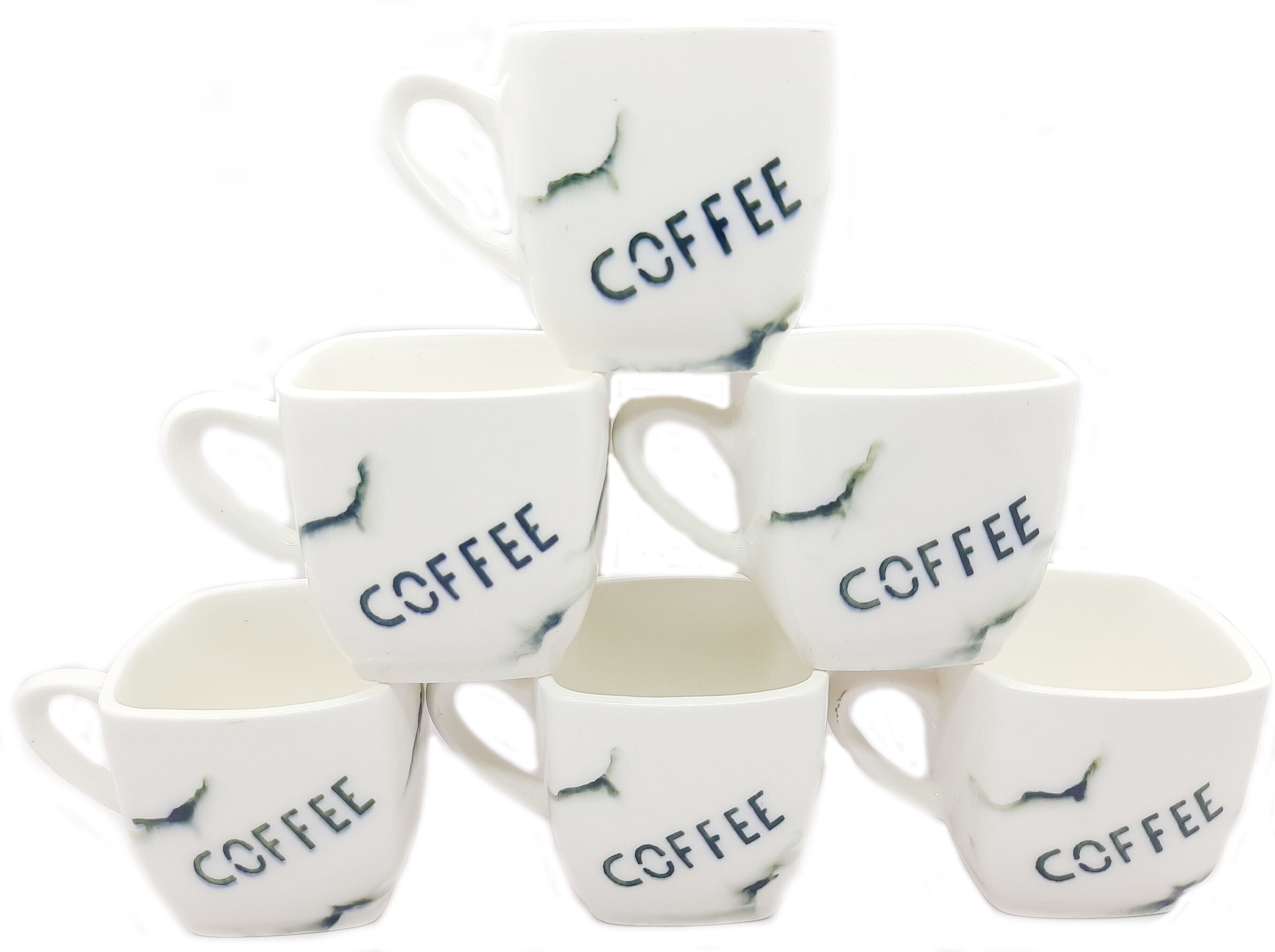 laghima jadon Pack of 6 Ceramic Pack of 6 Ceramic Square Shape Coffee Printed Tea/Coffee Cups Beautiful & Stylist, Best For HOME/OFFICE Regular Use (Set of 6) Ceramic (White & Green) 80ML-picture-27