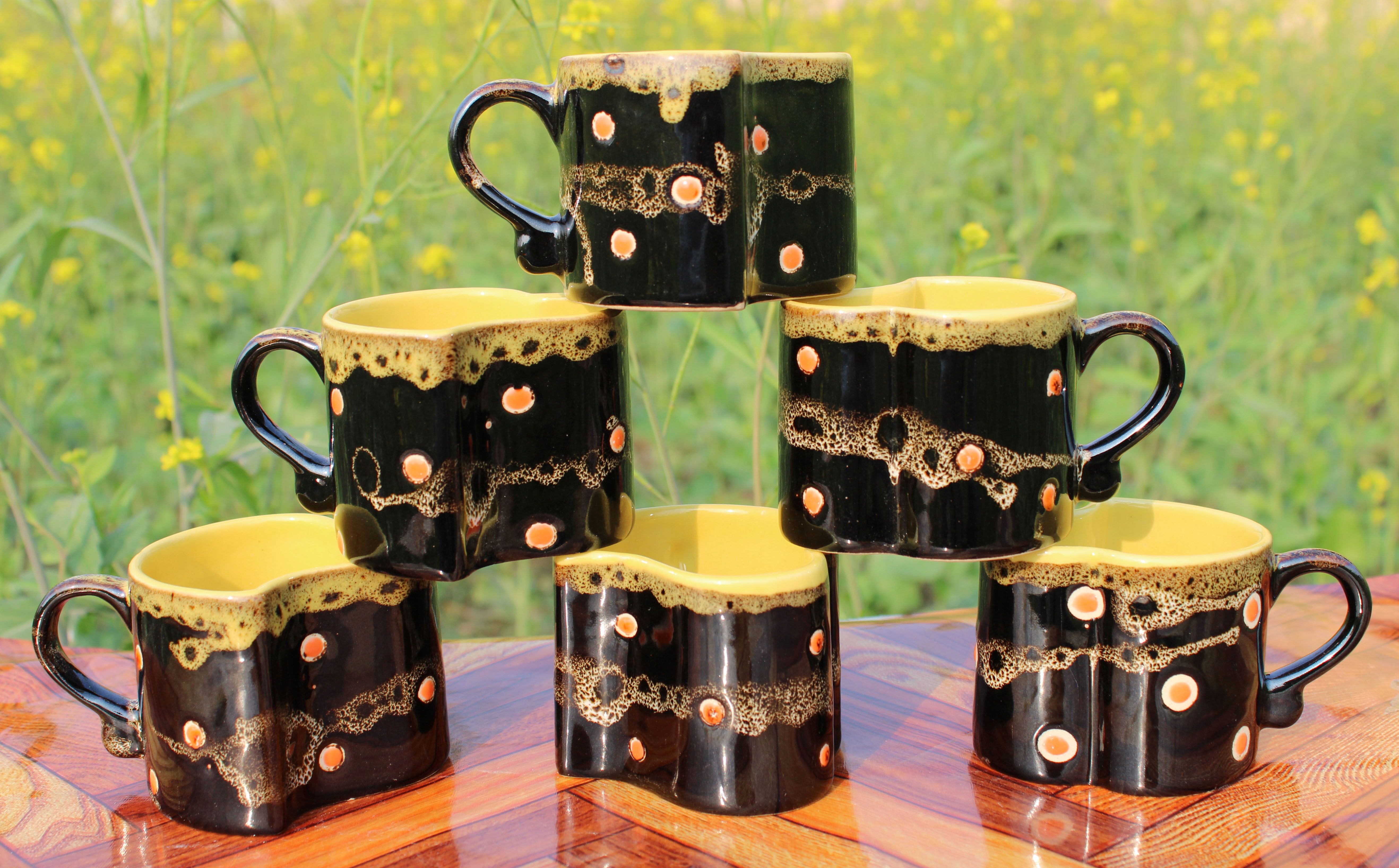 Pack of 6 Ceramic Cup Tea/Coffee Mango Shape Glossy Finish Cups Beautiful Latest Design 150ML-image-17