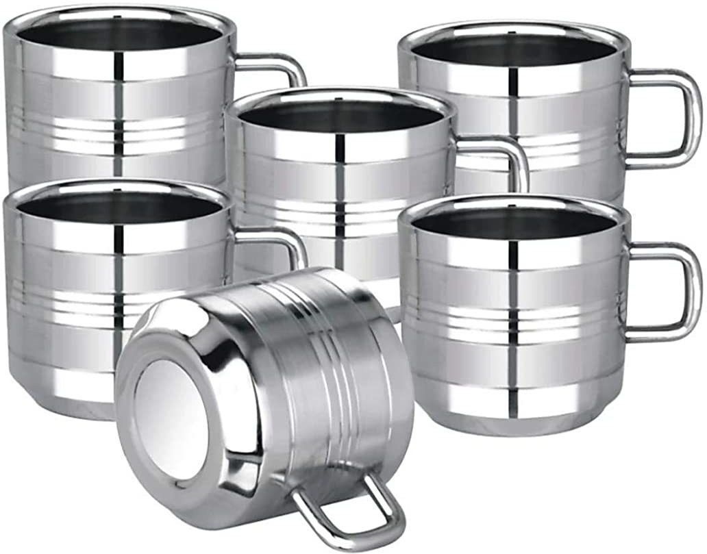 kitchenwonders Pack of 6 Stainless Steel Stainless Steel Double Wall Tea Cup-picture-13