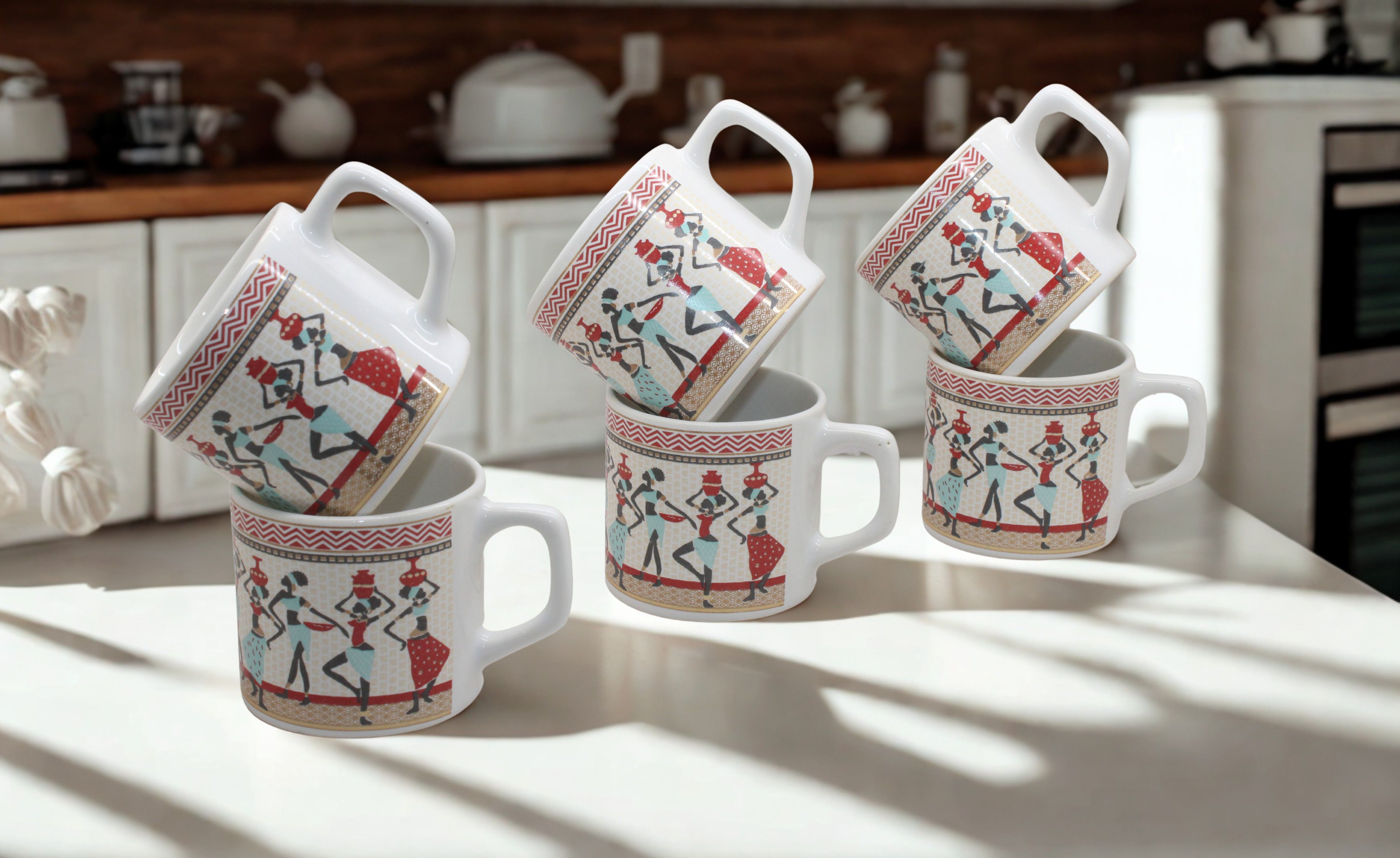 laghima jadon Pack of 6 Ceramic Tea & Coffee Cups Tribal Art Printed Premium Drinkware for Home & Office 150 ML-picture-30