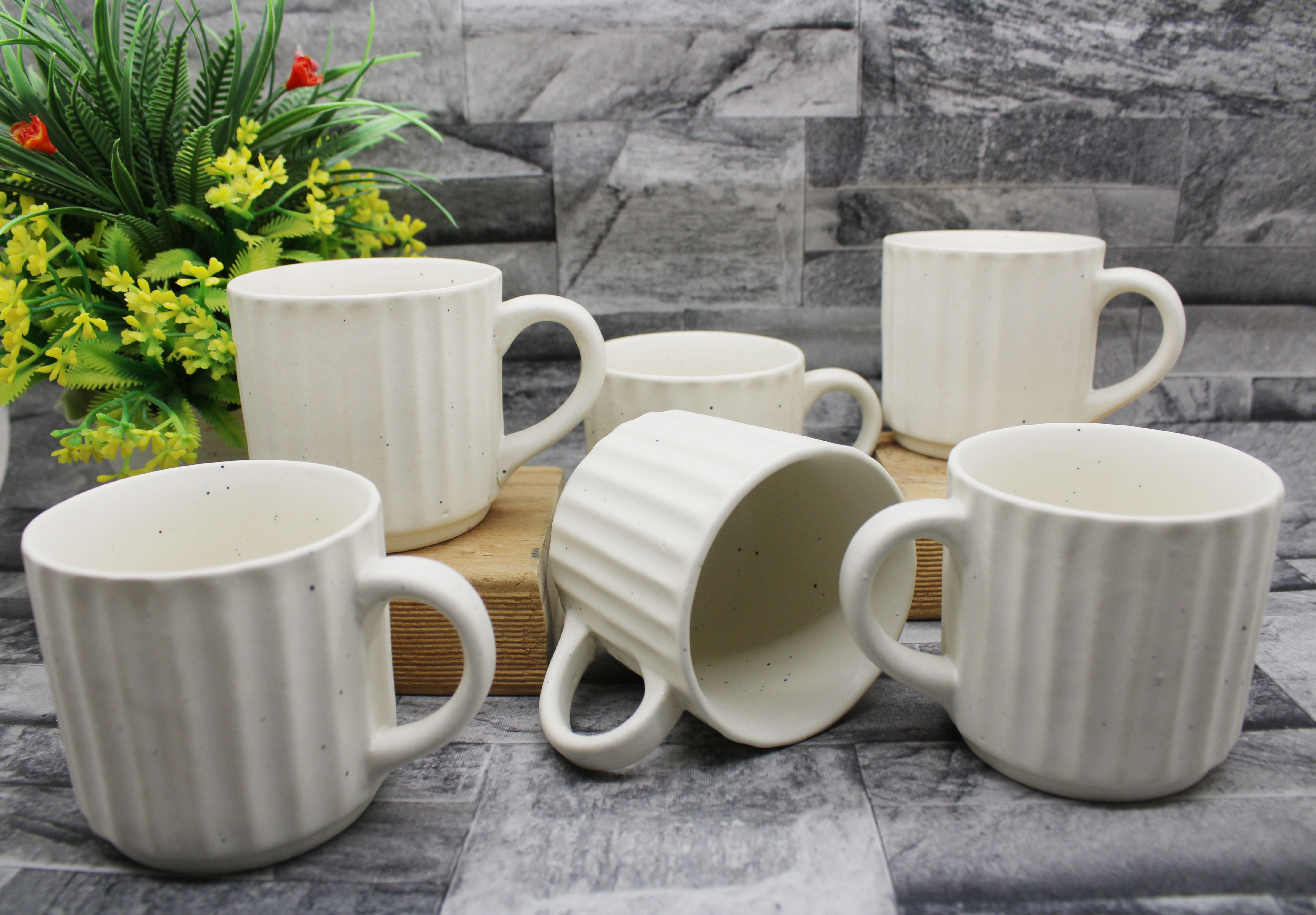 Pack of 6 Ceramic Tea/Coffee White Marble Round Shape Microwave & Dishwasher Safe-image-5