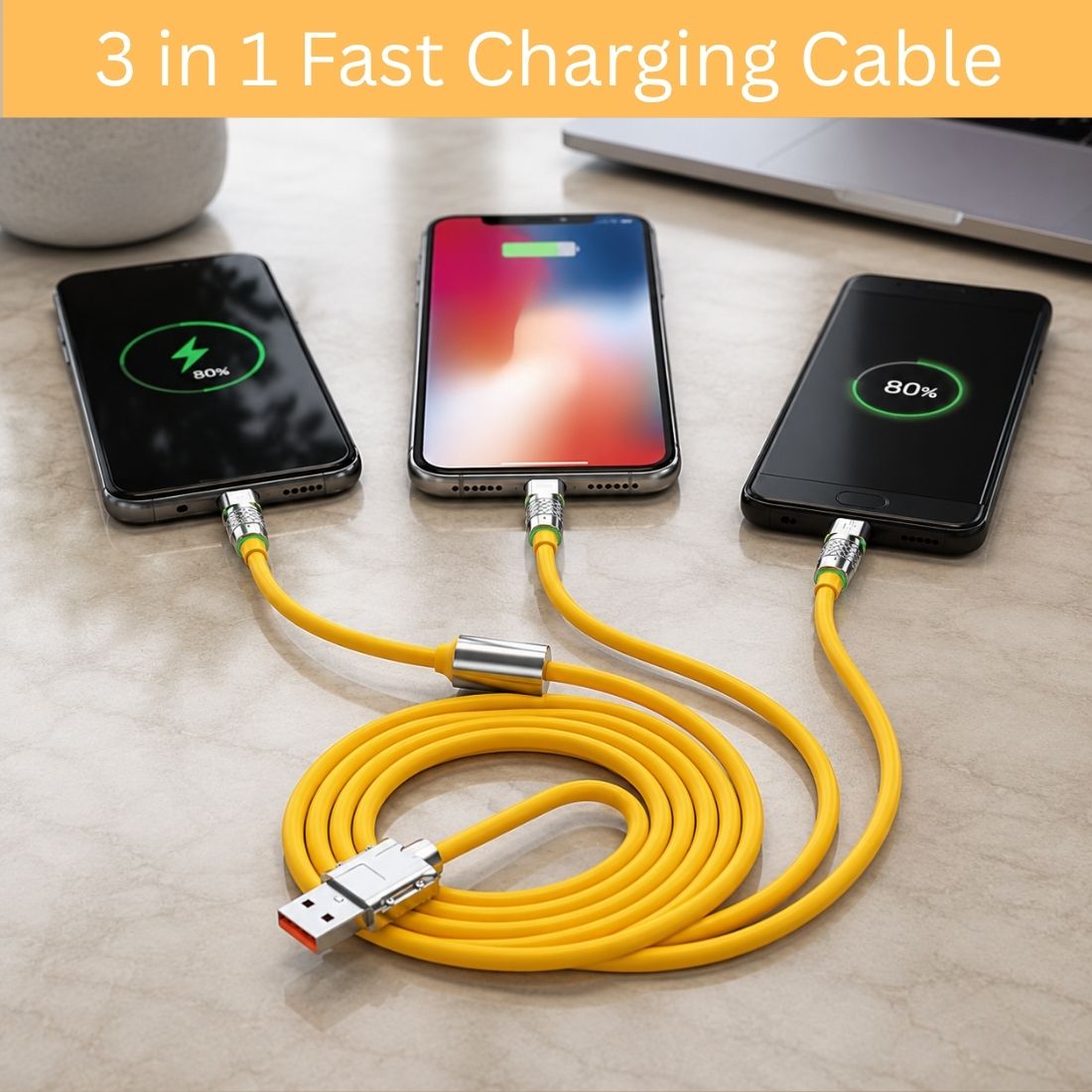 SYARA 3-in-1 Cable 1 m 3-in-1 Fast Charging Cable USB-A to Type-C, Lightning for Mobile & TabletsCK389-image-25