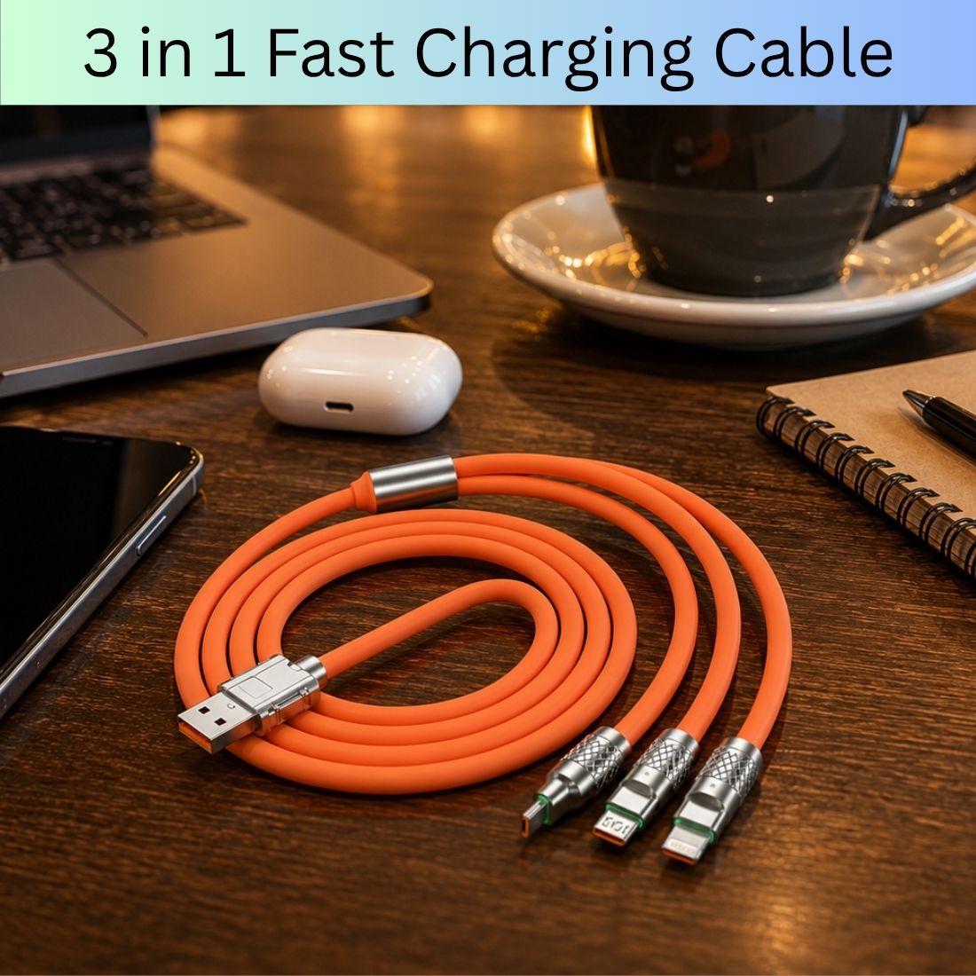 SYARA 3-in-1 Cable 1 m 3-in-1 Fast Charging Cable USB-A to Type-C, Lightning for Mobile & TabletsCL256-image-17