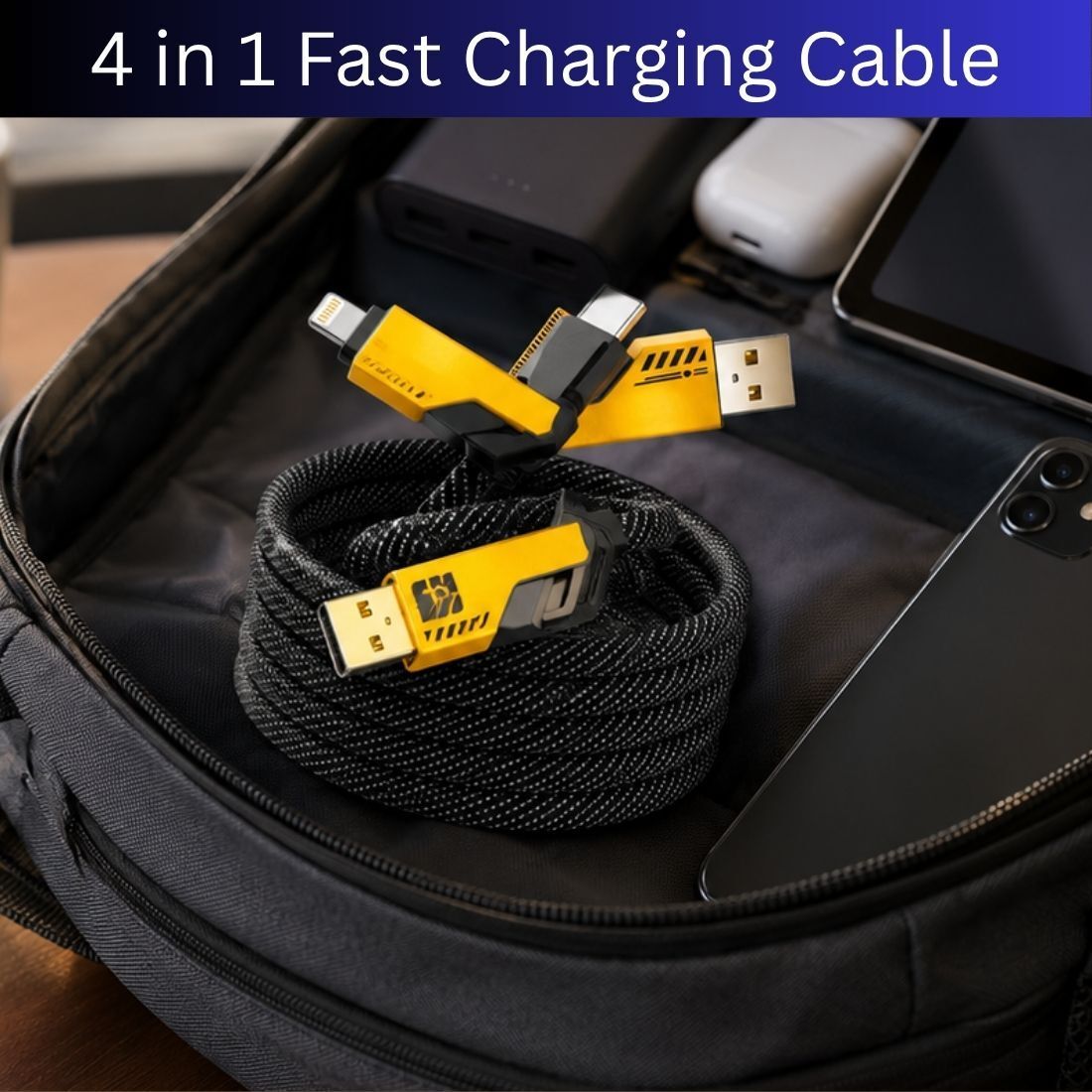 SACRO 4-in-1 Cable 1 m 4 in 1 Multi Function Fast Charging Cable for Android, iPhone & Other DeviceQ214-image-5