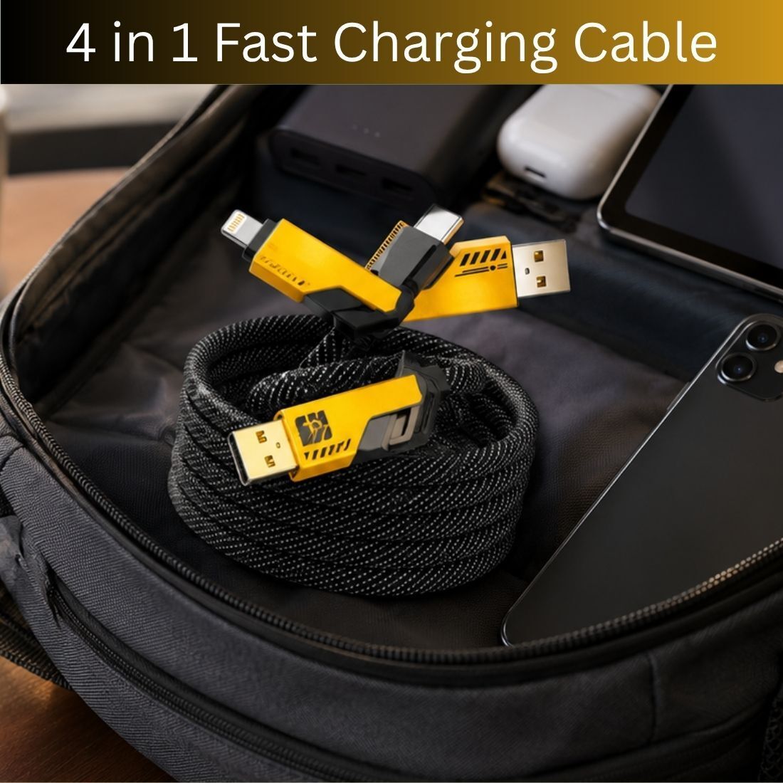 SACRO 4-in-1 Cable 1 m 4 in 1 Multi Function Fast Charging Cable for Android, iPhone & Other DeviceQ161-image-40