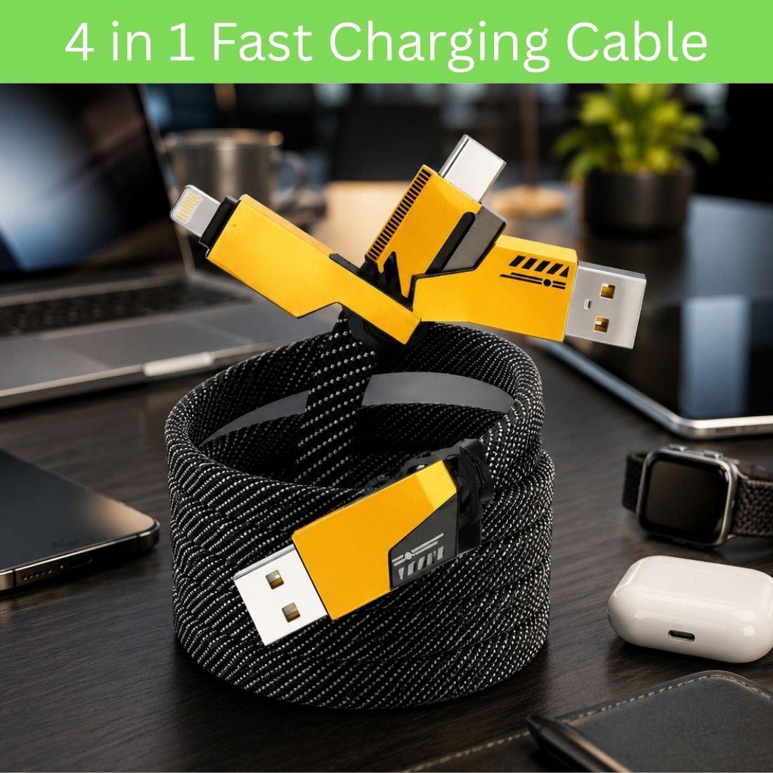 GUGGU 4-in-1 Cable 1 m 4 in 1 Multi Function Fast Charging Cable for Android, iPhone & Other DeviceT460-image-48