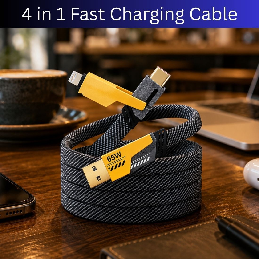 FRONY 4-in-1 Cable 1 m 4 in 1 Multi Function Fast Charging Cable for Android, iPhone & Other DeviceW166-image-40