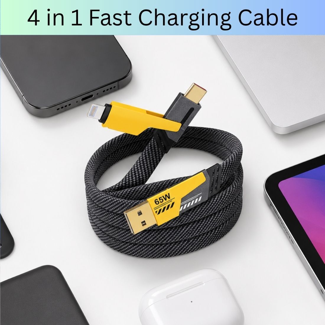 FRONY 4-in-1 Cable 1 m 4 in 1 Multi Function Fast Charging Cable for Android, iPhone & Other DeviceW496-image-39