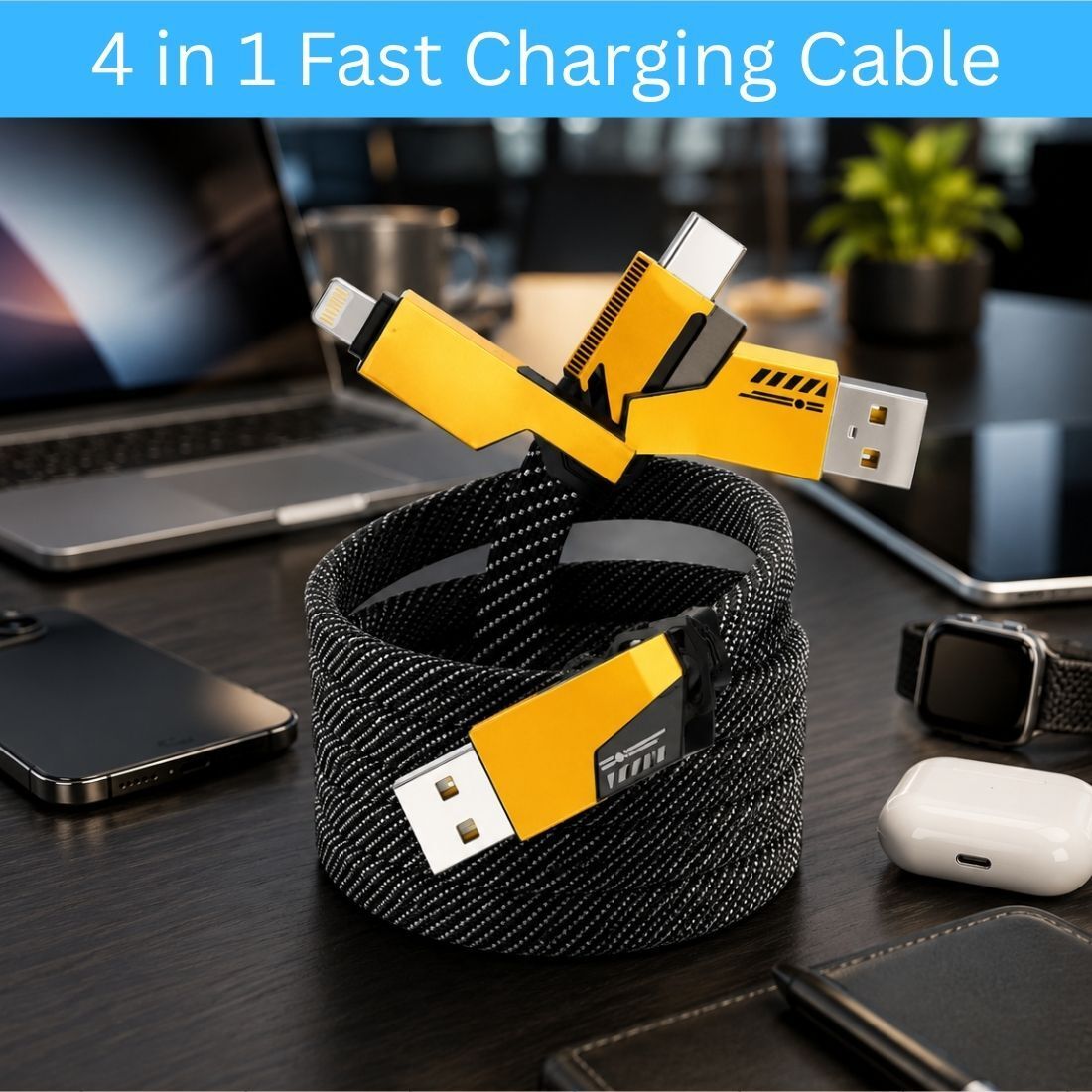 FRONY 4-in-1 Cable 1 m 4 in 1 Multi Function Fast Charging Cable for Android, iPhone & Other DeviceW420-image-41