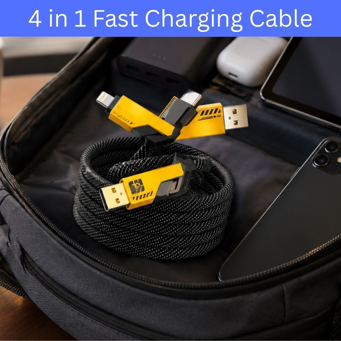 SYARA 4-in-1 Cable 1 m 4 in 1 Multi Function Fast Charging Cable for Android, iPhone & Other DeviceR98-image-27