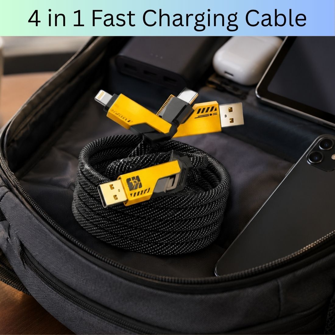 GUGGU 4-in-1 Cable 1 m 4 in 1 Multi Function Fast Charging Cable for Android, iPhone & Other DeviceT145-image-45