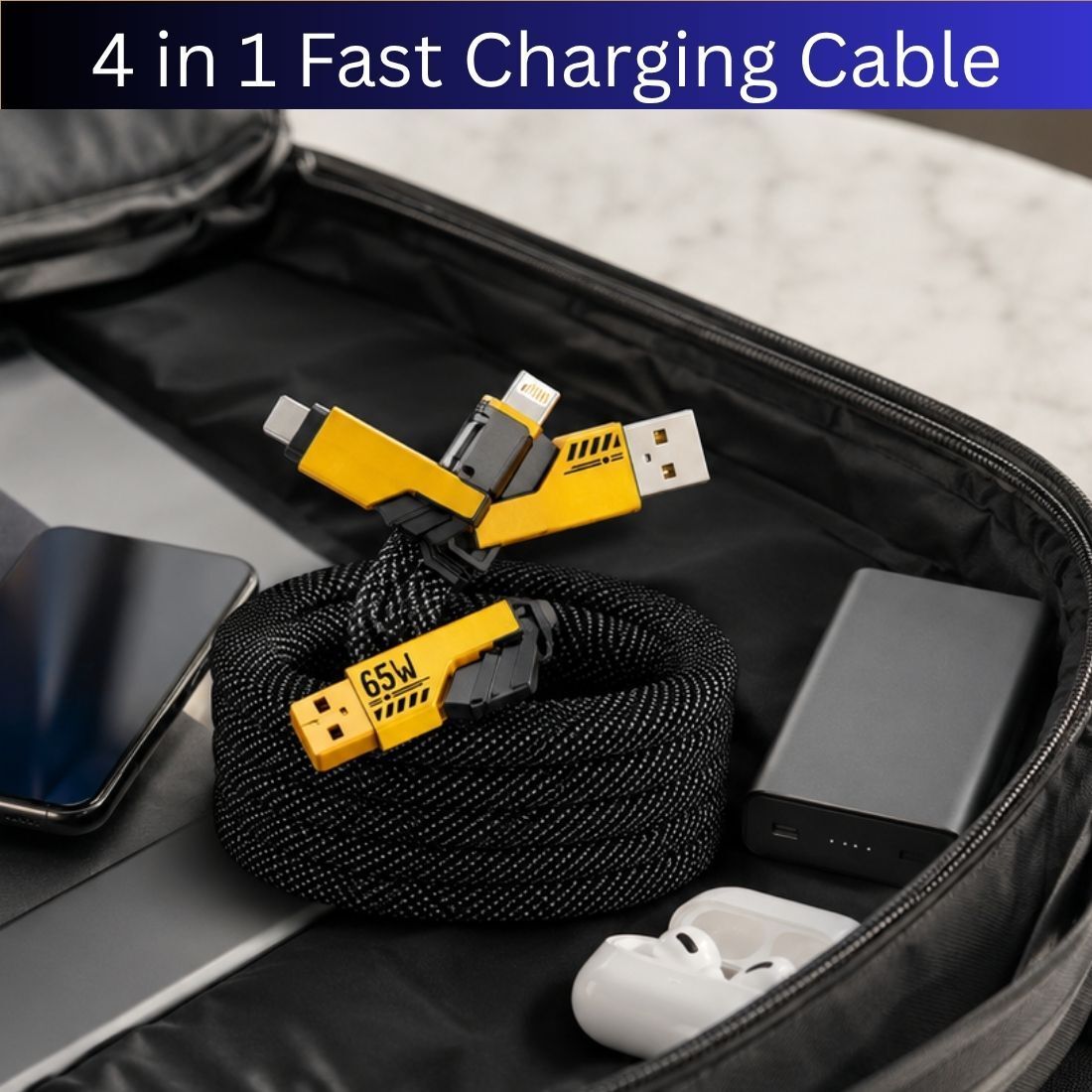 SACRO 4-in-1 Cable 1 m 4 in 1 Multi Function Fast Charging Cable for Android, iPhone & Other DeviceQ300-image-4