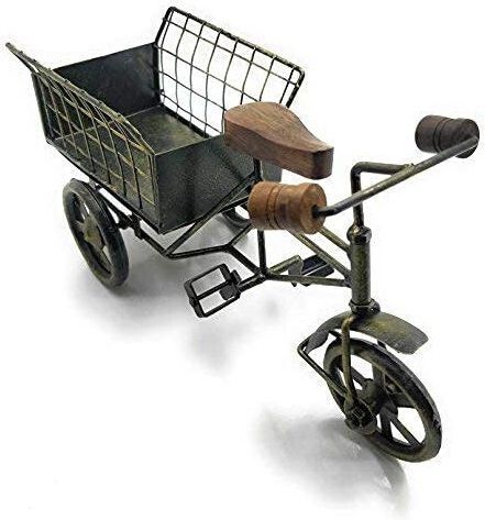 Rustic Metal Tricycle Snack Server with Crinkle-Cut Potato Chips in Basket Cast Iron Decorative Platter-image-45