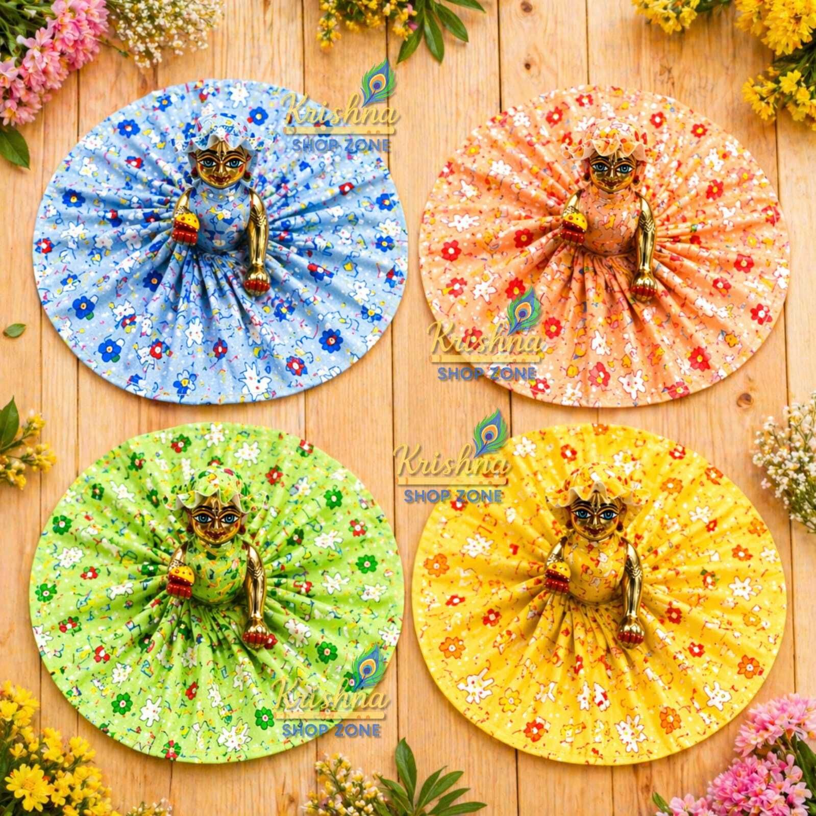 krishna shop zone Size-3, Pack of 4, Laddu Gopal Summer Cotton Poshak, Random Colours Design Dress-picture-19