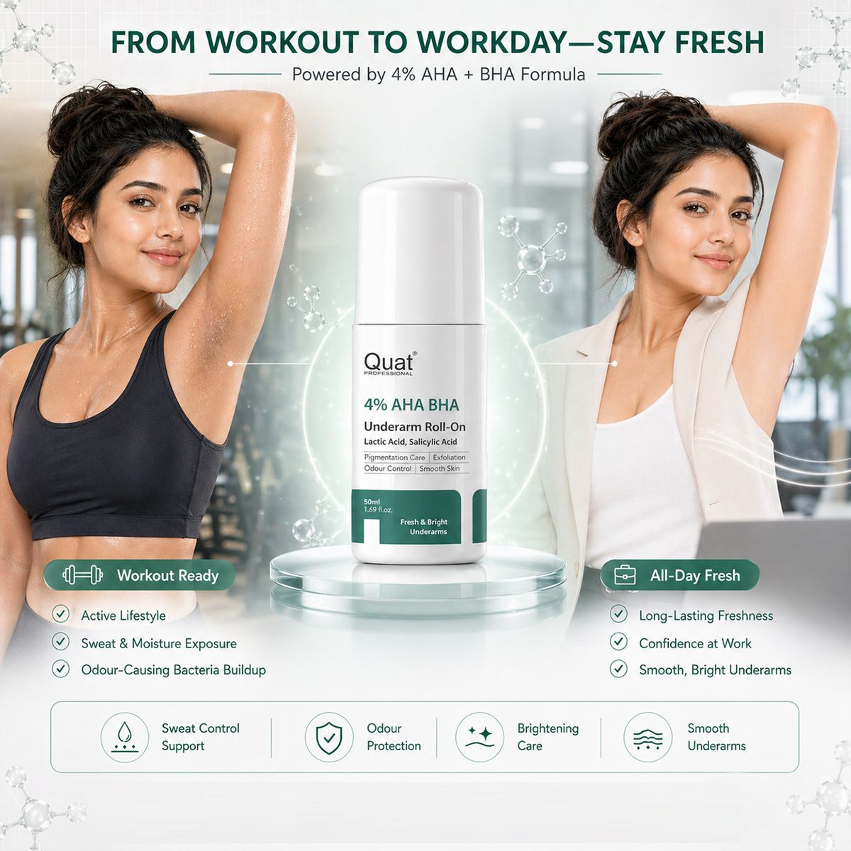 AHA BHA Underarm Roll On for Black Underarms Odour Control Perfume Deo Deodorant Roll-on - For Women-image-4