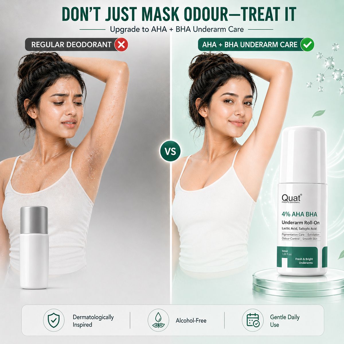 Underarm Brightening Roll On For Women AHA BHA Deodorant Odour Care Deodorant Gel - For Women-image-0